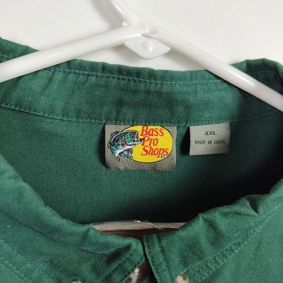 Bass Pro Shops Button-Up Shirt Men's XXL Green Embroidered Logo Long Slvs - Picture 7 of 9